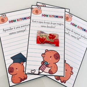 Cartãozinho Volta às Aulas Capivara