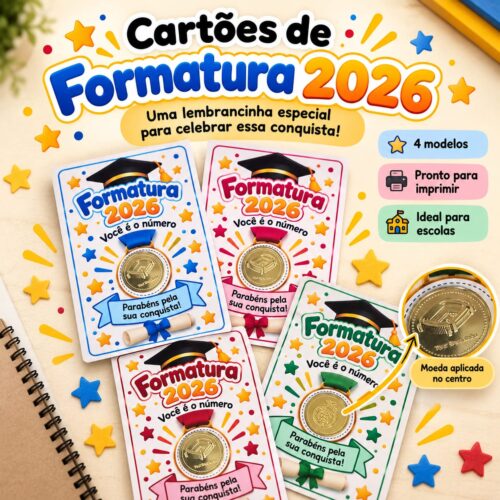 Cartão Medalha de Formatura 2026